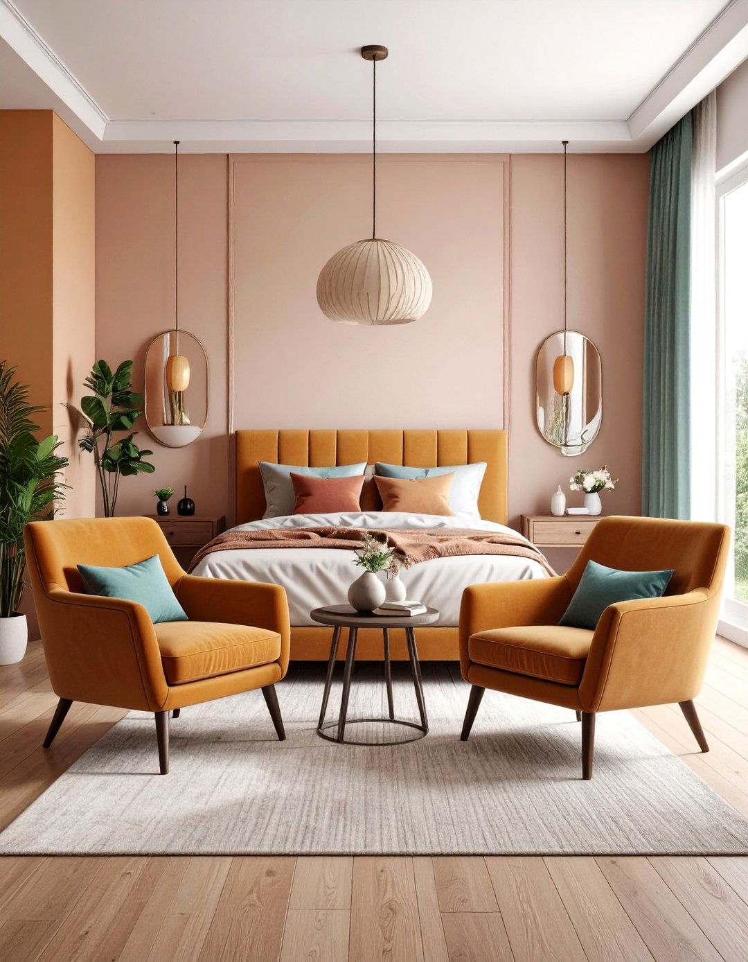 L Shaped Bedroom Layout with Cozy Conversation Corner - 20 L-shaped Bedroom Layout Ideas