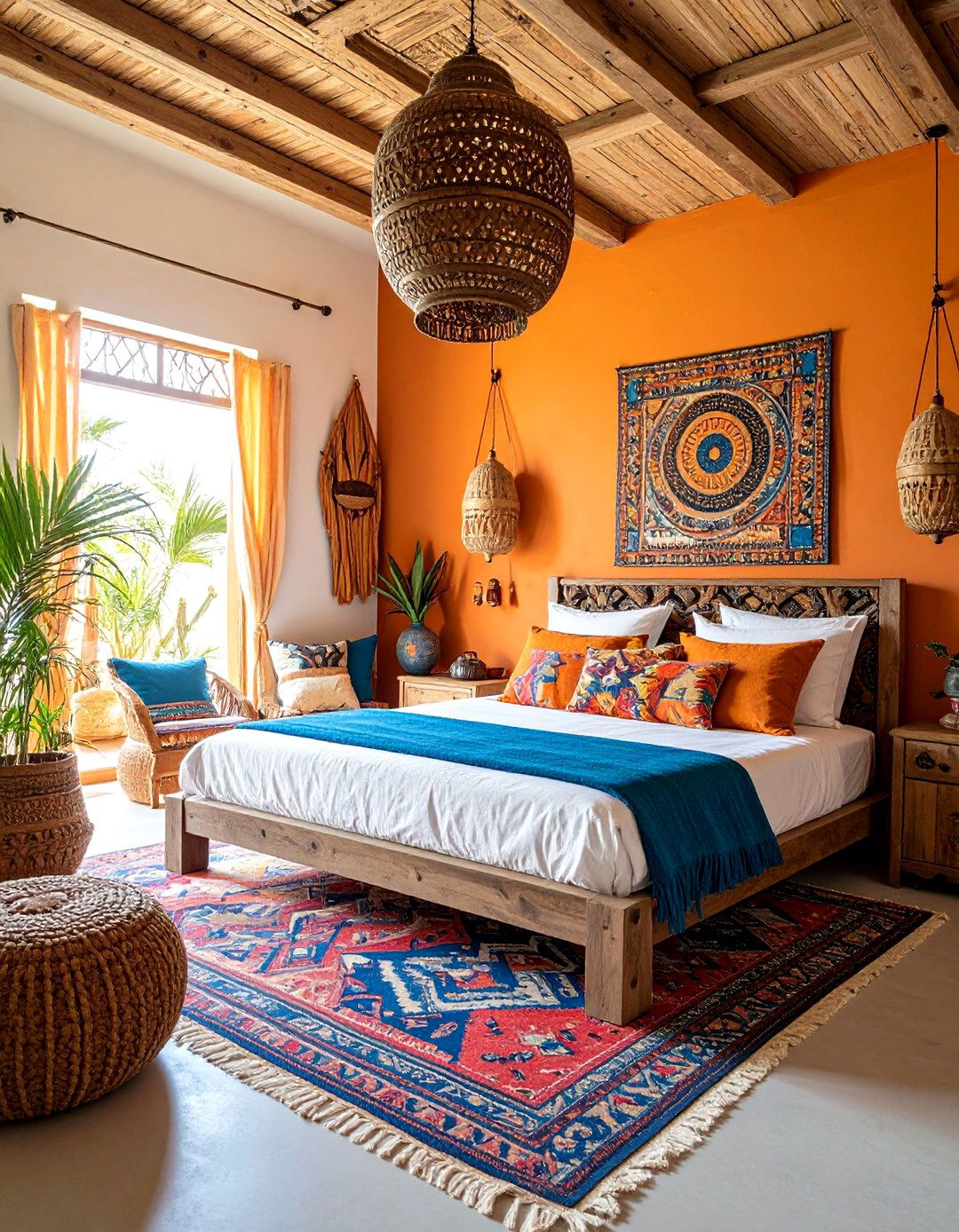 L Shaped Bedroom Layout with Cultural Heritage Showcase - 20 L-shaped Bedroom Layout Ideas