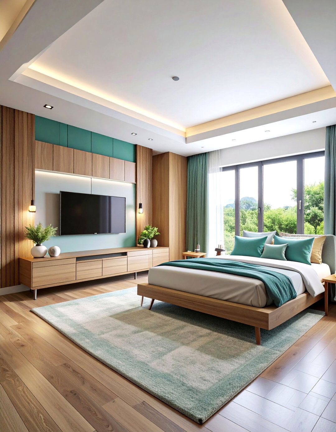 L Shaped Bedroom Layout with Entertainment Zone Integration - 20 L-shaped Bedroom Layout Ideas