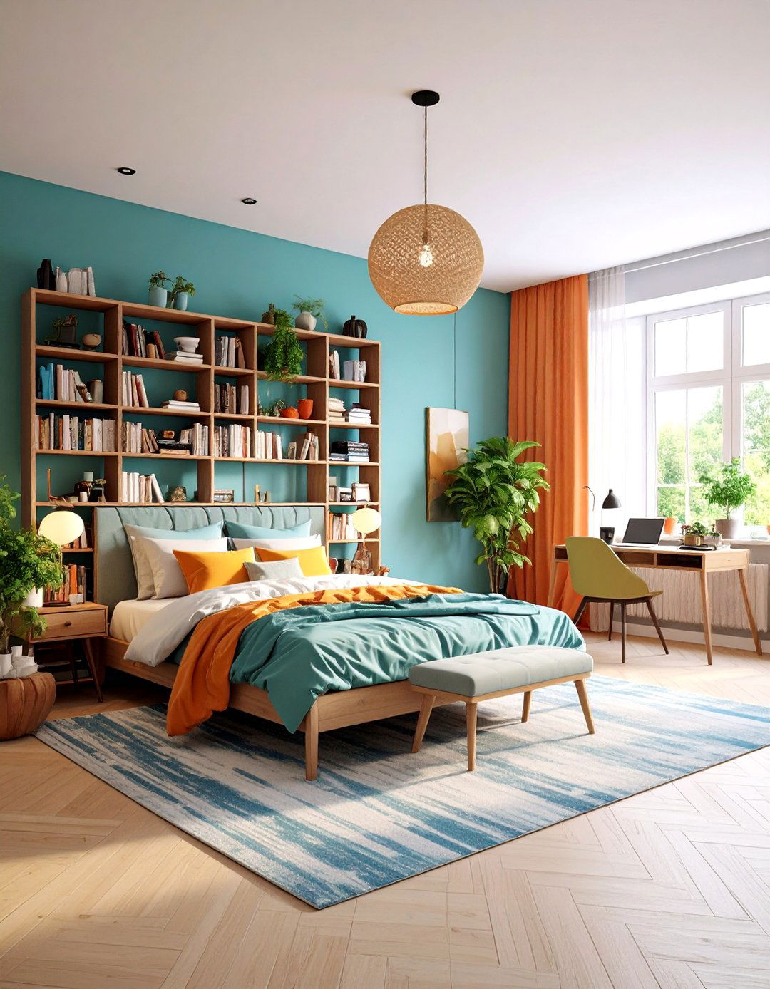L Shaped Bedroom Layout with Library and Study Retreat - 20 L-shaped Bedroom Layout Ideas