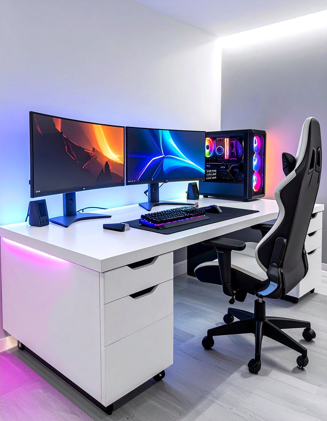 L Shaped Command Center Gamer Girl Room - 20 Gamer Girl Room Ideas