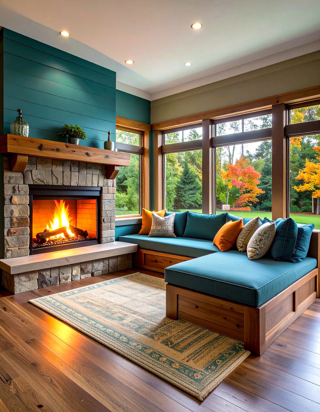 L Shaped Corner Fireplace Bench to Maximize Space - 20 Fireplace Bench Ideas