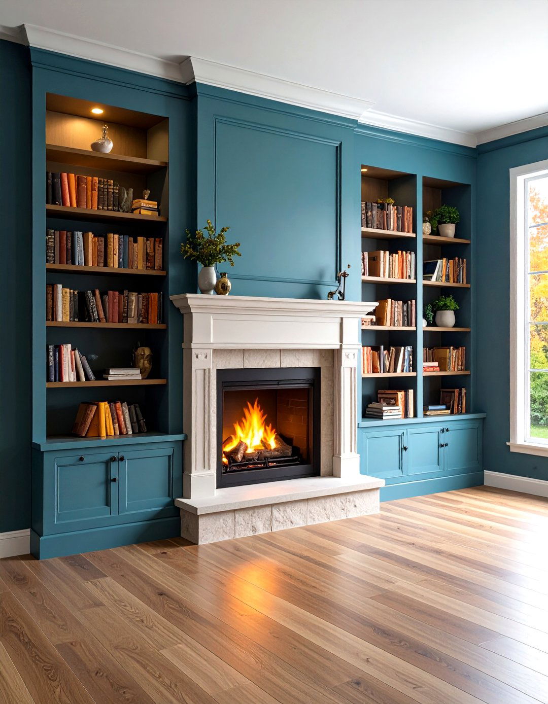 L Shaped Corner Library Surround - 20 Fireplace With Bookshelves