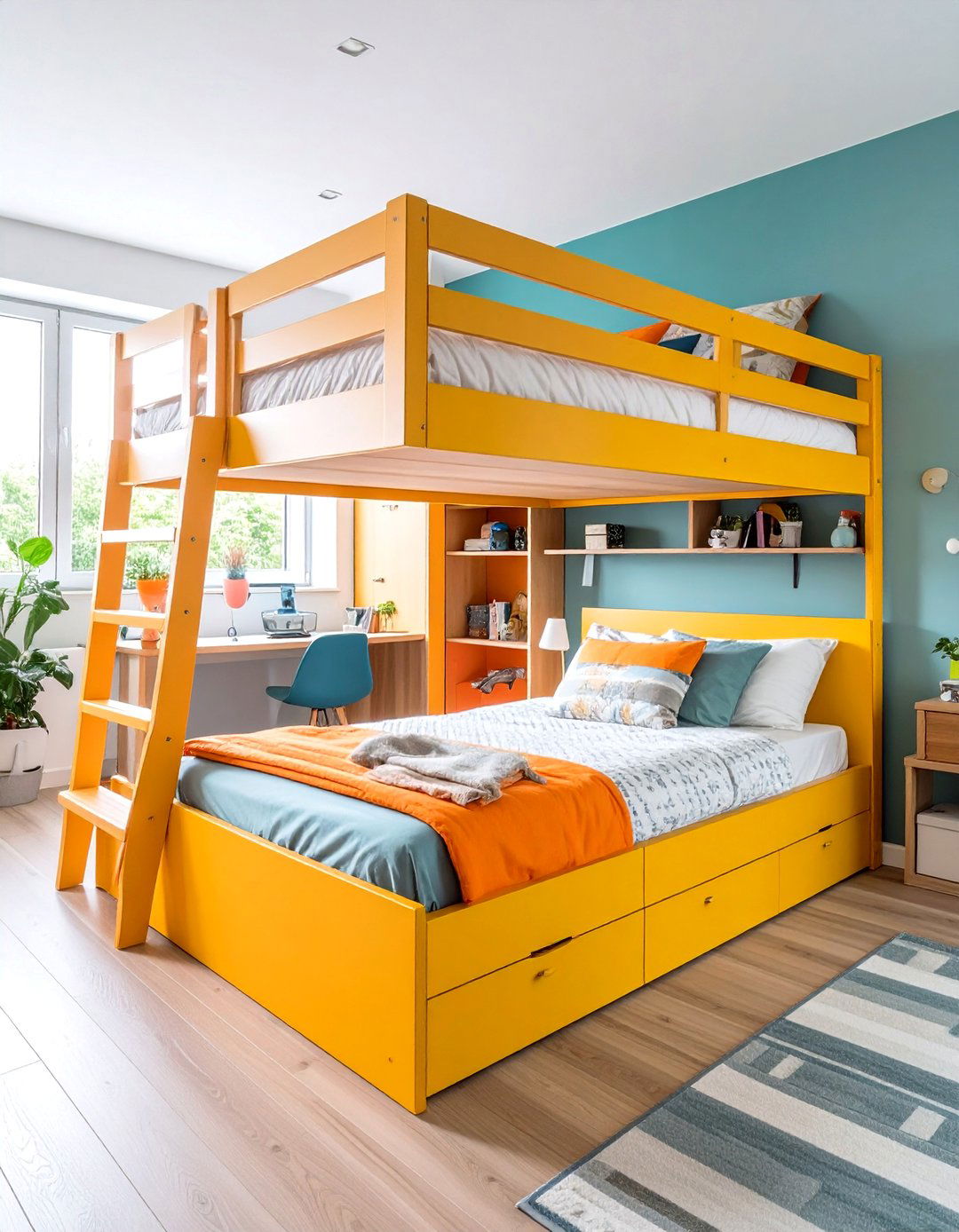 L Shaped Corner Loft Bed with Desk - 20 Loft Bed Ideas