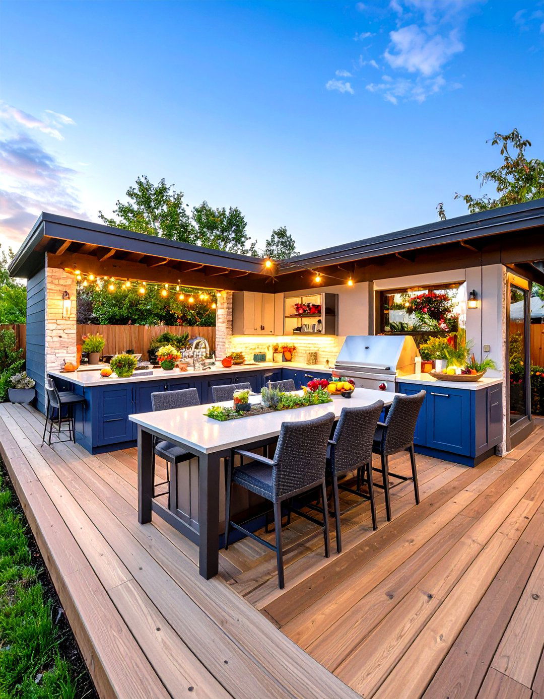 L Shaped Corner Outdoor Kitchen on Deck - 20 Outdoor Kitchen on Deck