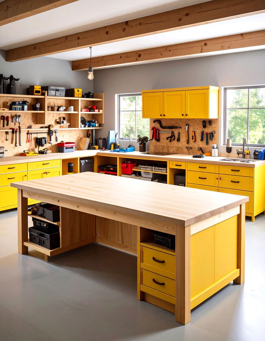 L Shaped Corner Workbench Unlocks Dead Space - 20 Garage Workbench Ideas