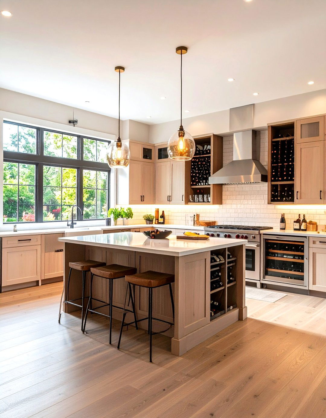 L Shaped Kitchen with Wine Storage and Entertainment Focus - 20 l shaped kitchen ideas