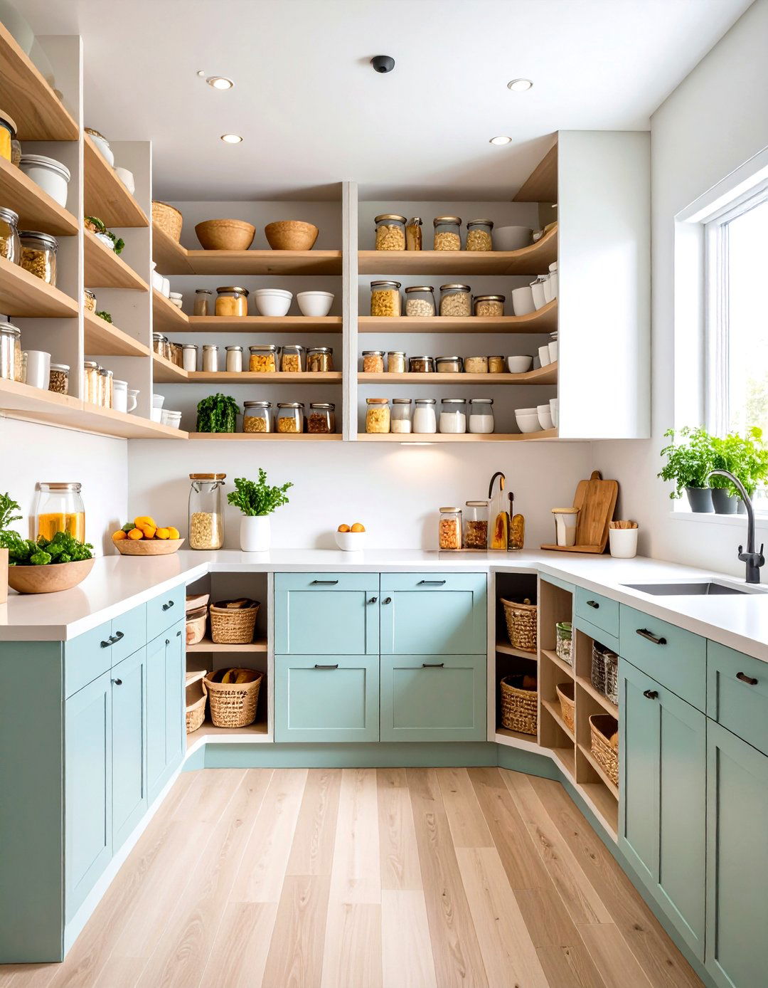 L Shaped Open Pantry Layout - 20 Open Pantry Ideas
