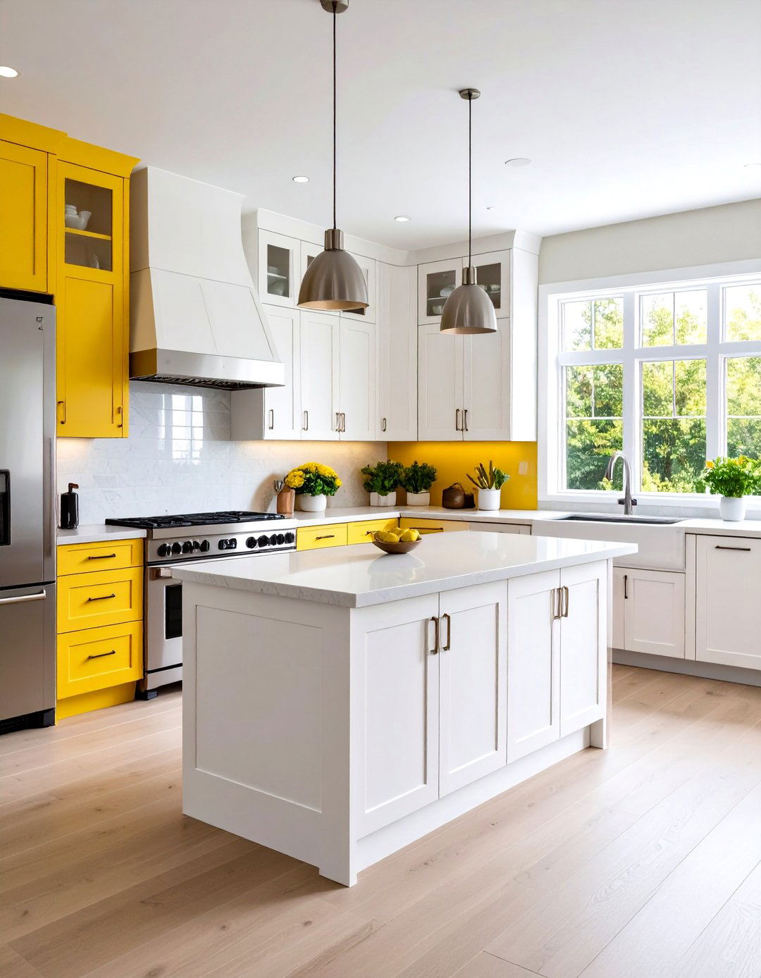 L Shaped White Kitchen with Stainless Steel Appliances - 20 White Kitchen with Stainless Steel Appliances Ideas