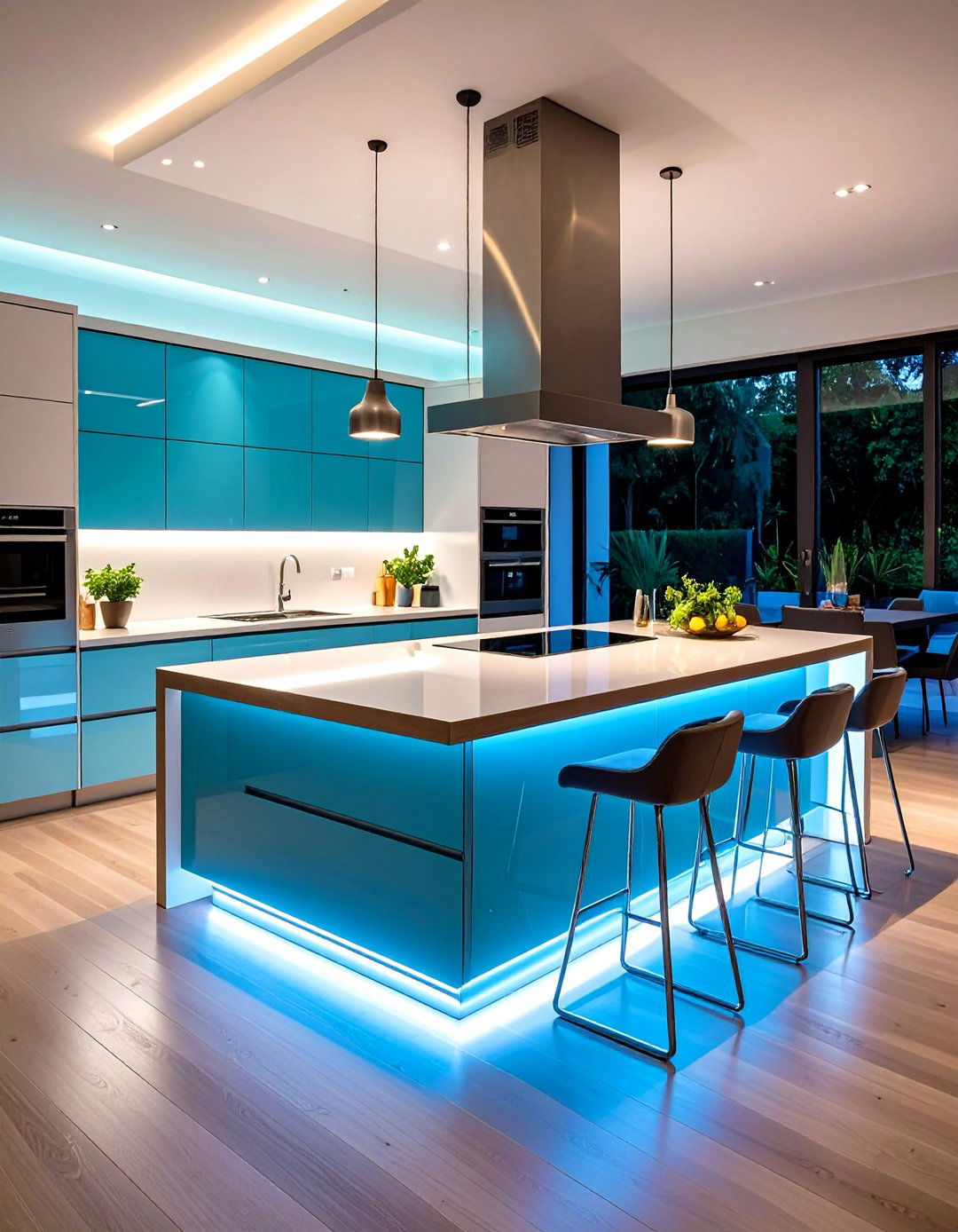 LED Backlit Acrylic Kitchen Island Back Panel - 20 Kitchen Island Back Panel Ideas