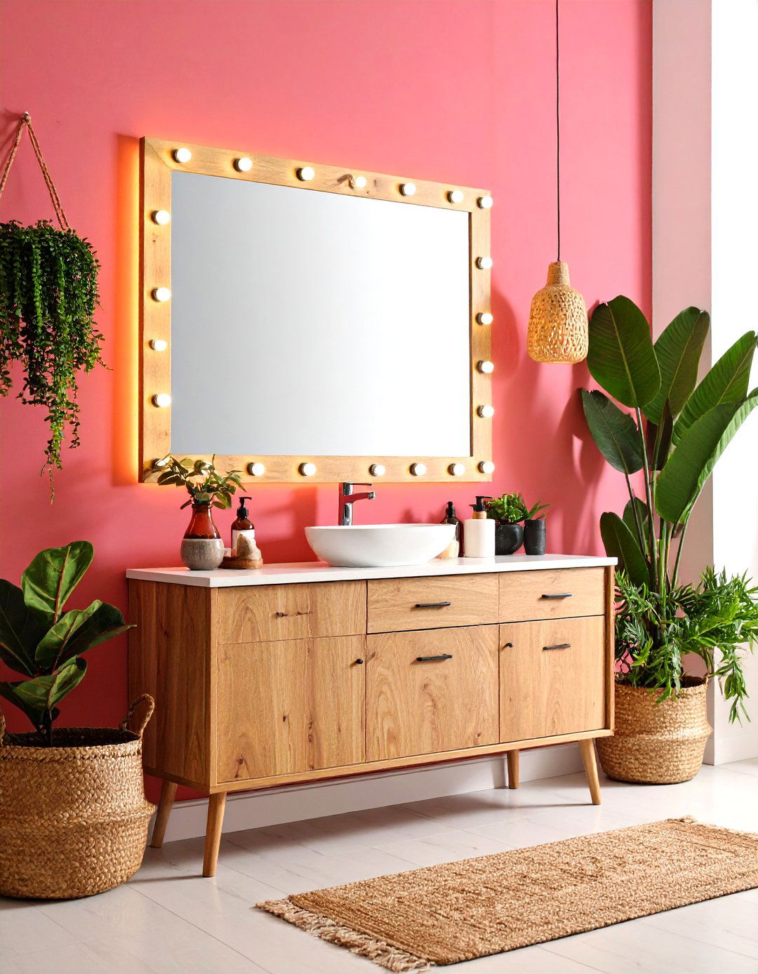 LED Backlit Mirror Vanity - 20 Vanity Room Ideas