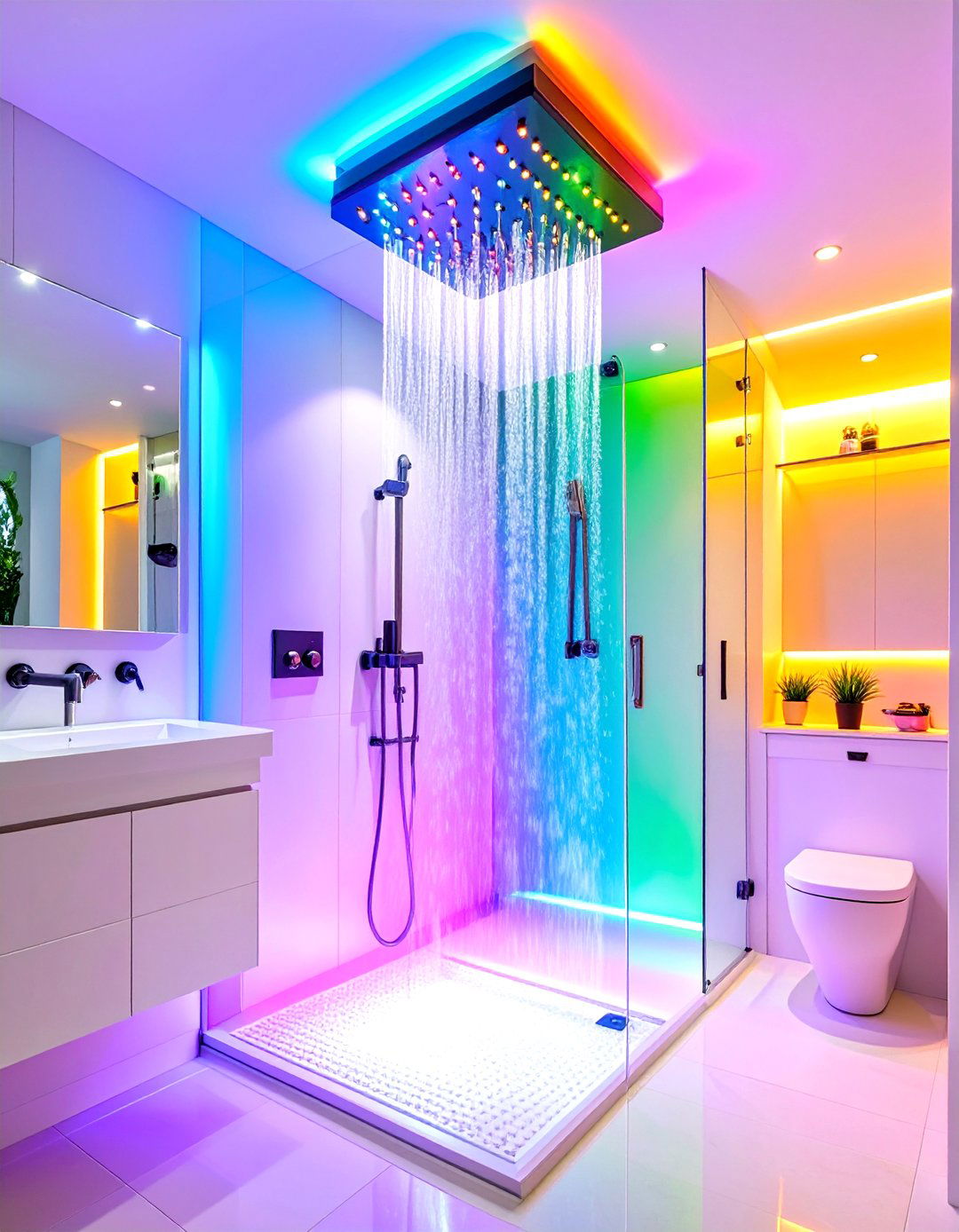 LED Chromatherapy Shower Bathroom - 20 Quirky Bathroom Ideas