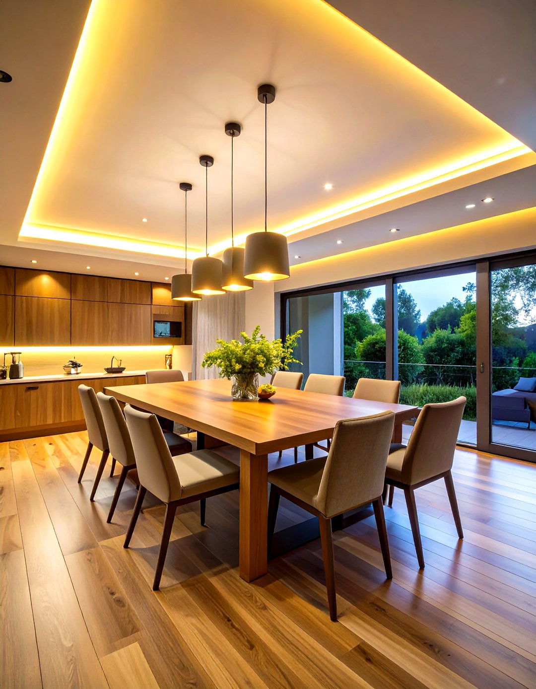 LED Cove Lit Dining Room Ceiling Layers Mood Lighting - 20 Dining Room Ceiling Ideas