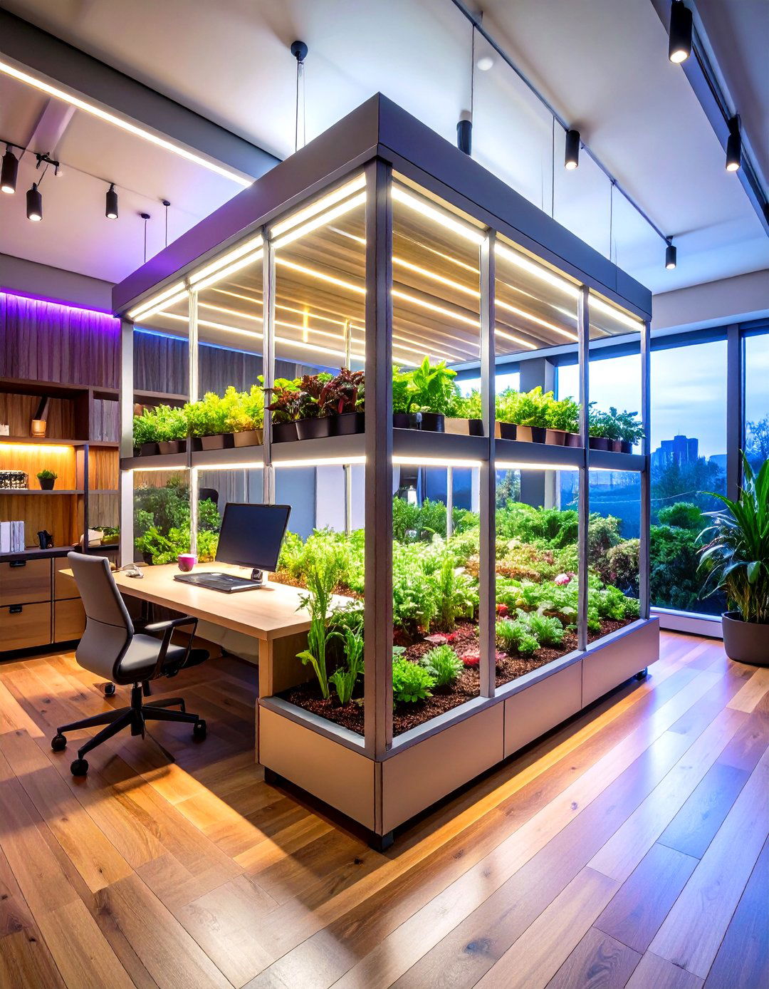 LED Equipped Glass Cabinet Indoor Greenhouse - 20 Indoor Greenhouse Ideas