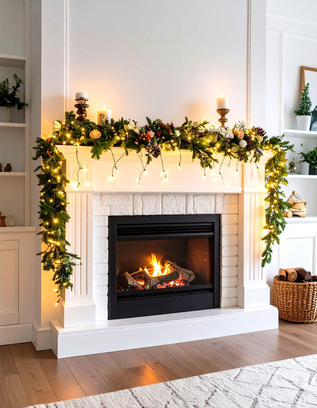 LED Fairy Light Mantel Garland - 20 Mantel Garland Ideas