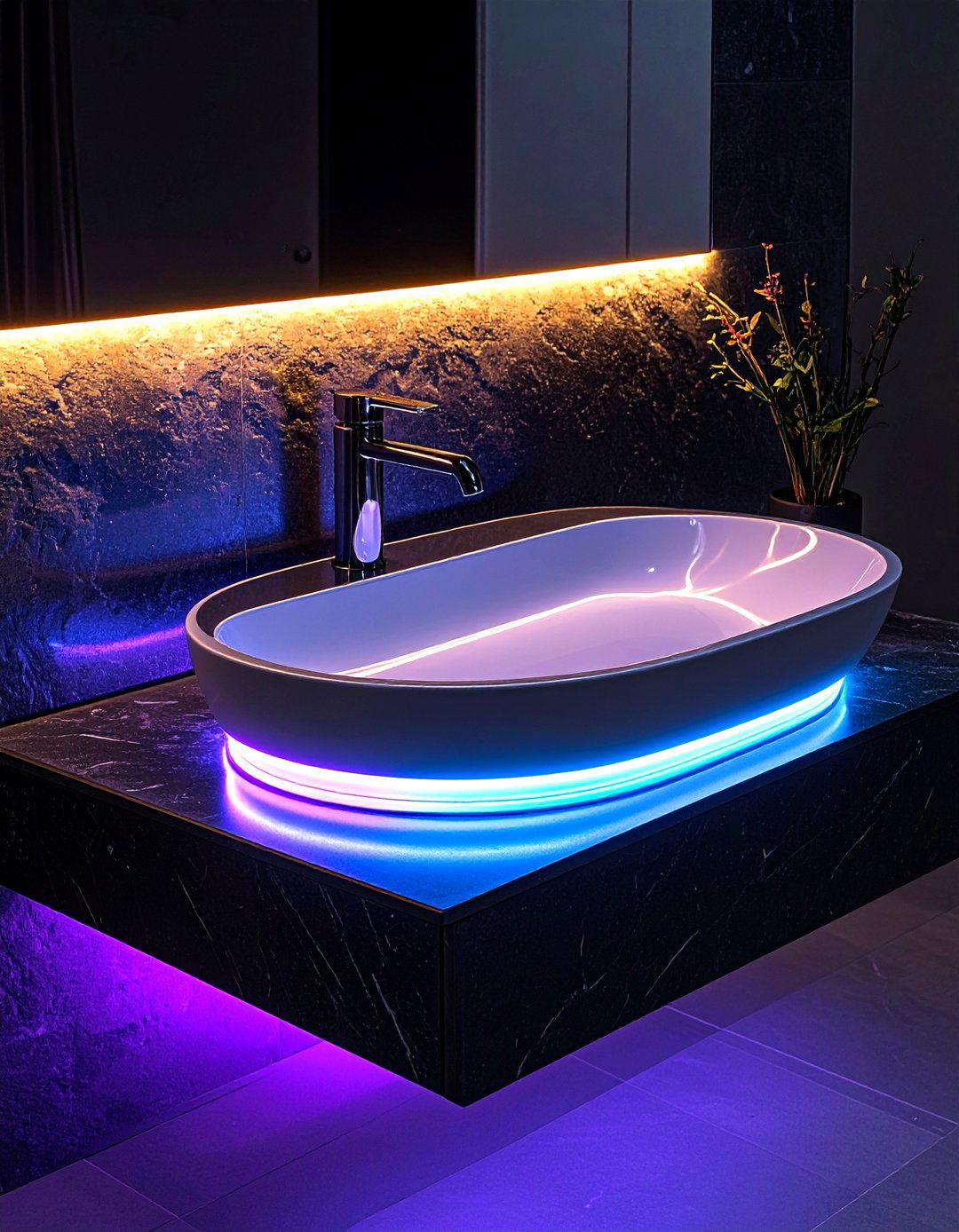 LED Illuminated Bathroom Sink for Nighttime Glow - 20 Bathroom Sink Ideas