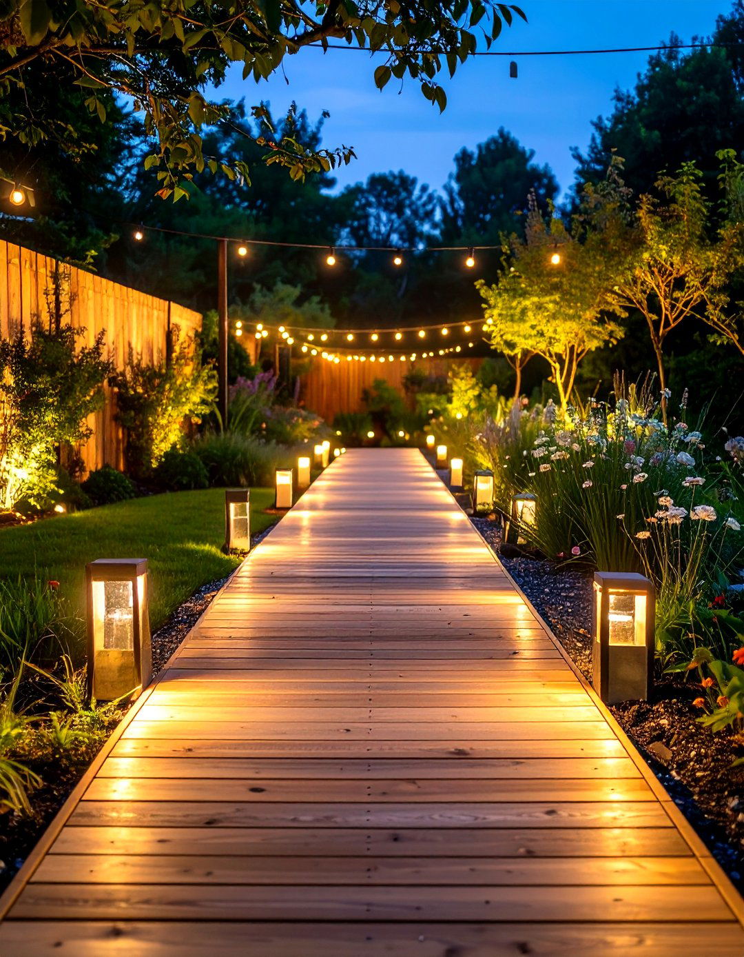 LED Illuminated Wooden Walkway for Safety - 20 Wooden Walkway Ideas