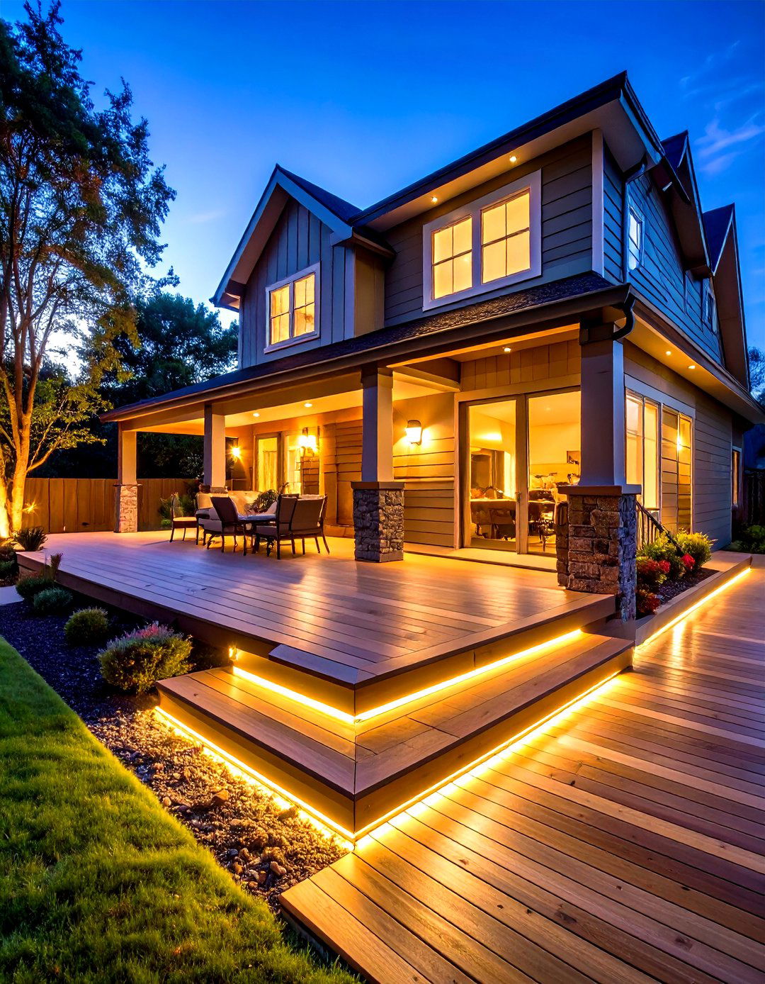 LED Integrated Deck Boards for Nighttime Ambiance - 20 Deck Flooring Ideas