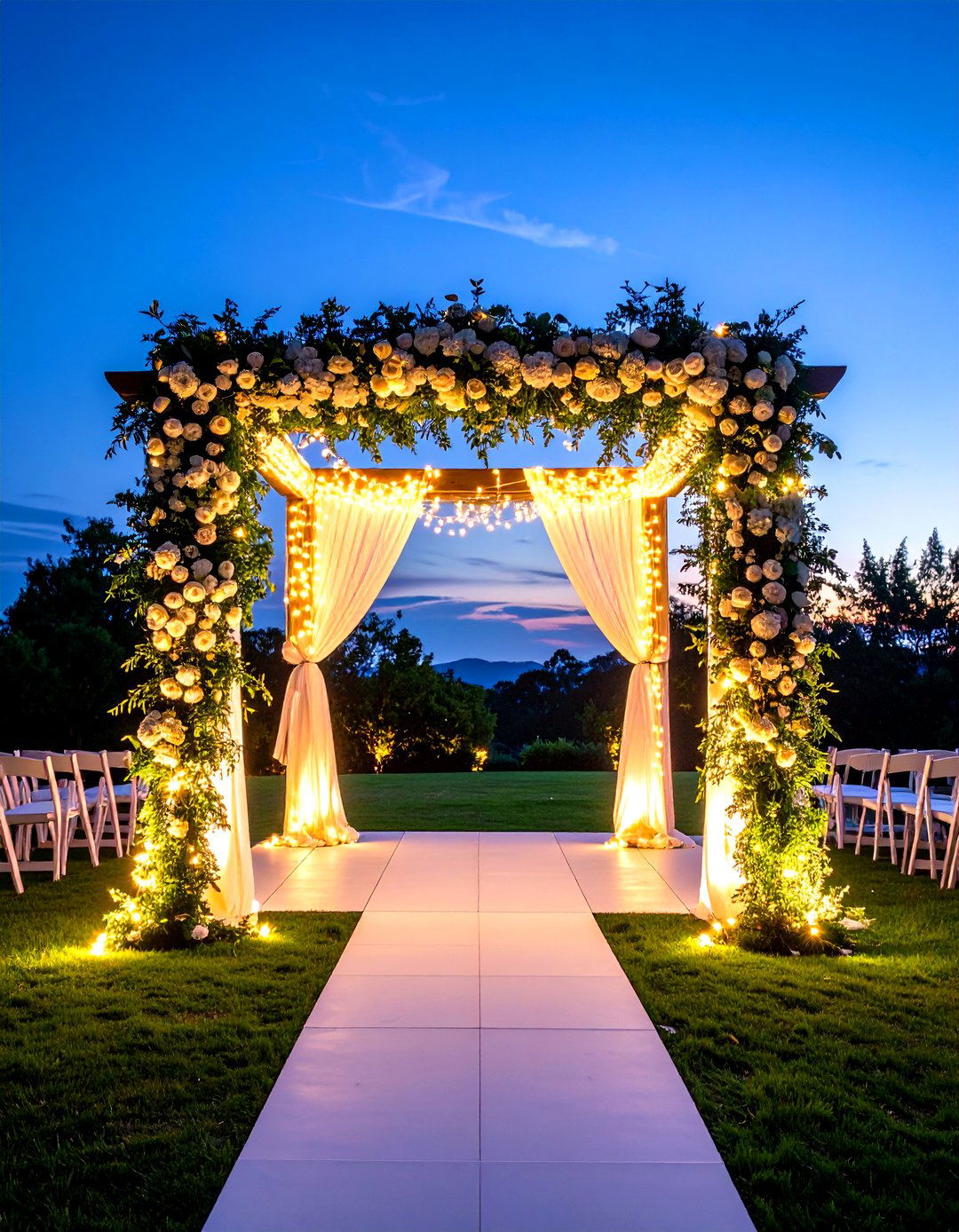 LED Integrated Evening Wedding Arch - 20 Wedding Arch Ideas