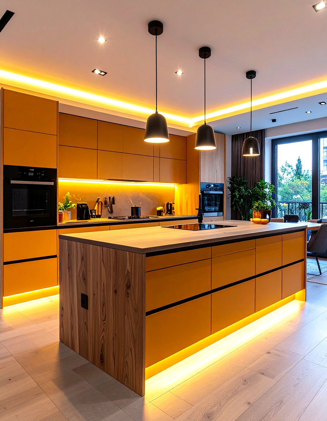 LED Integrated Parallel Modular Kitchen Design with Dynamic Lighting - 20 Parallel Modular Kitchen Design Ideas
