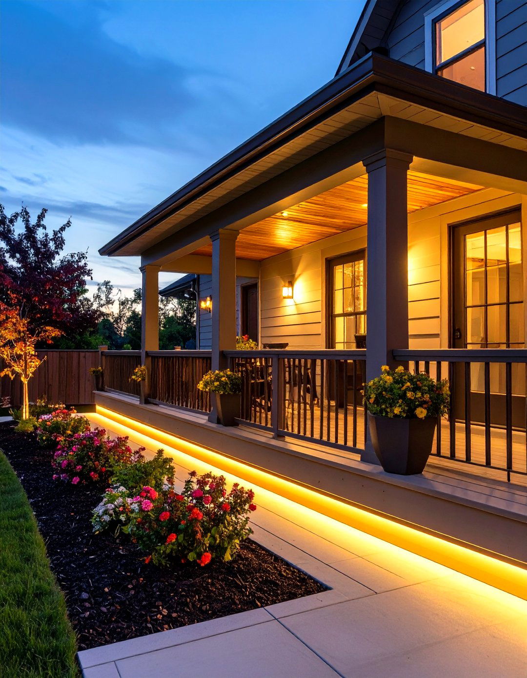 LED Integrated Porch Railing Design - 20 Porch Railing Ideas