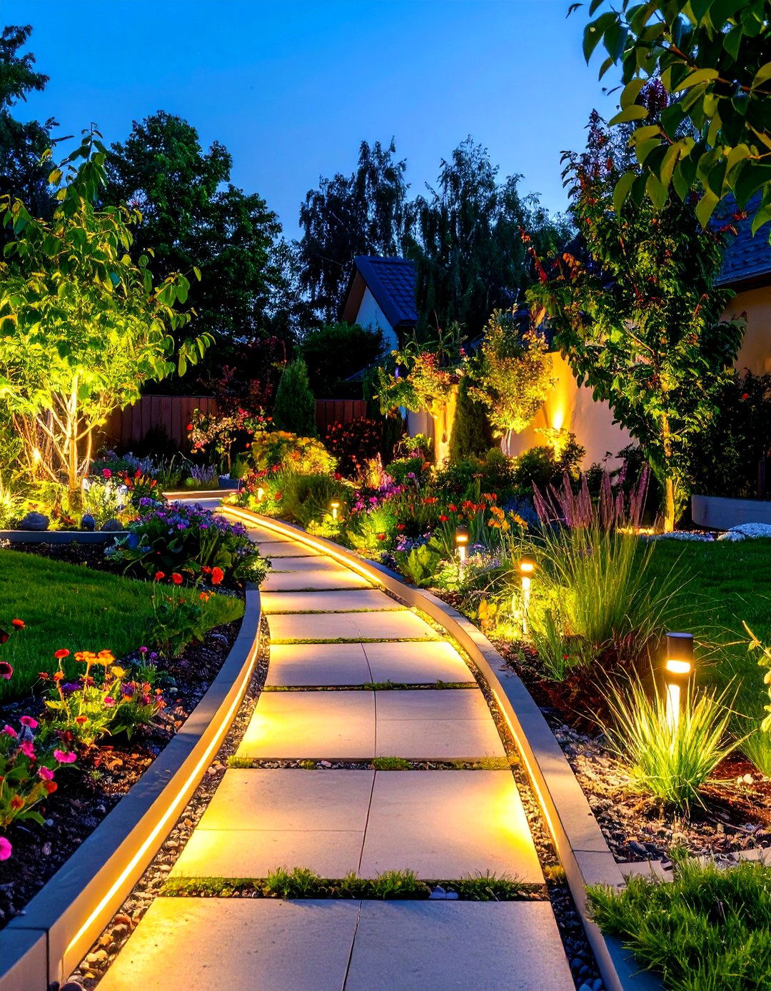 LED Integrated Smart Garden Edging Systems - 20 Modern Garden Edging Ideas