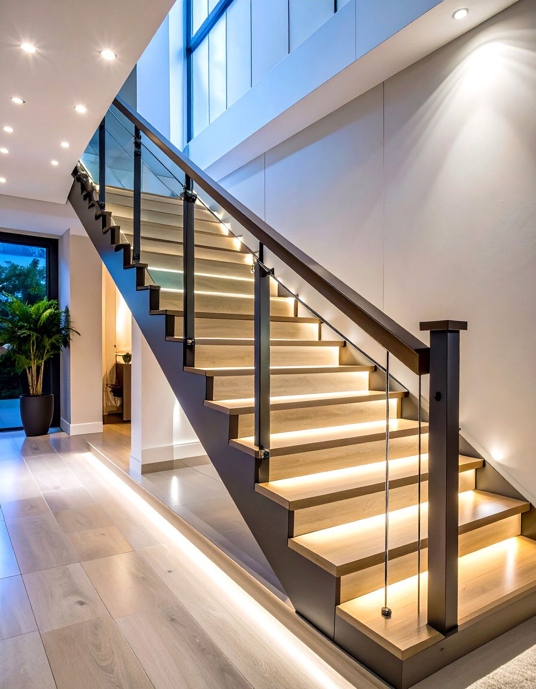 LED Integrated Smart Stair Railing - 20 Stair Railing Ideas
