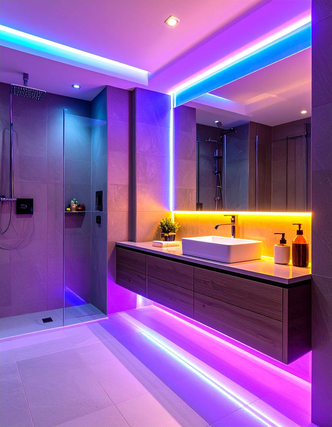 LED Light Strips in Niches - 20 Shower Lighting Ideas