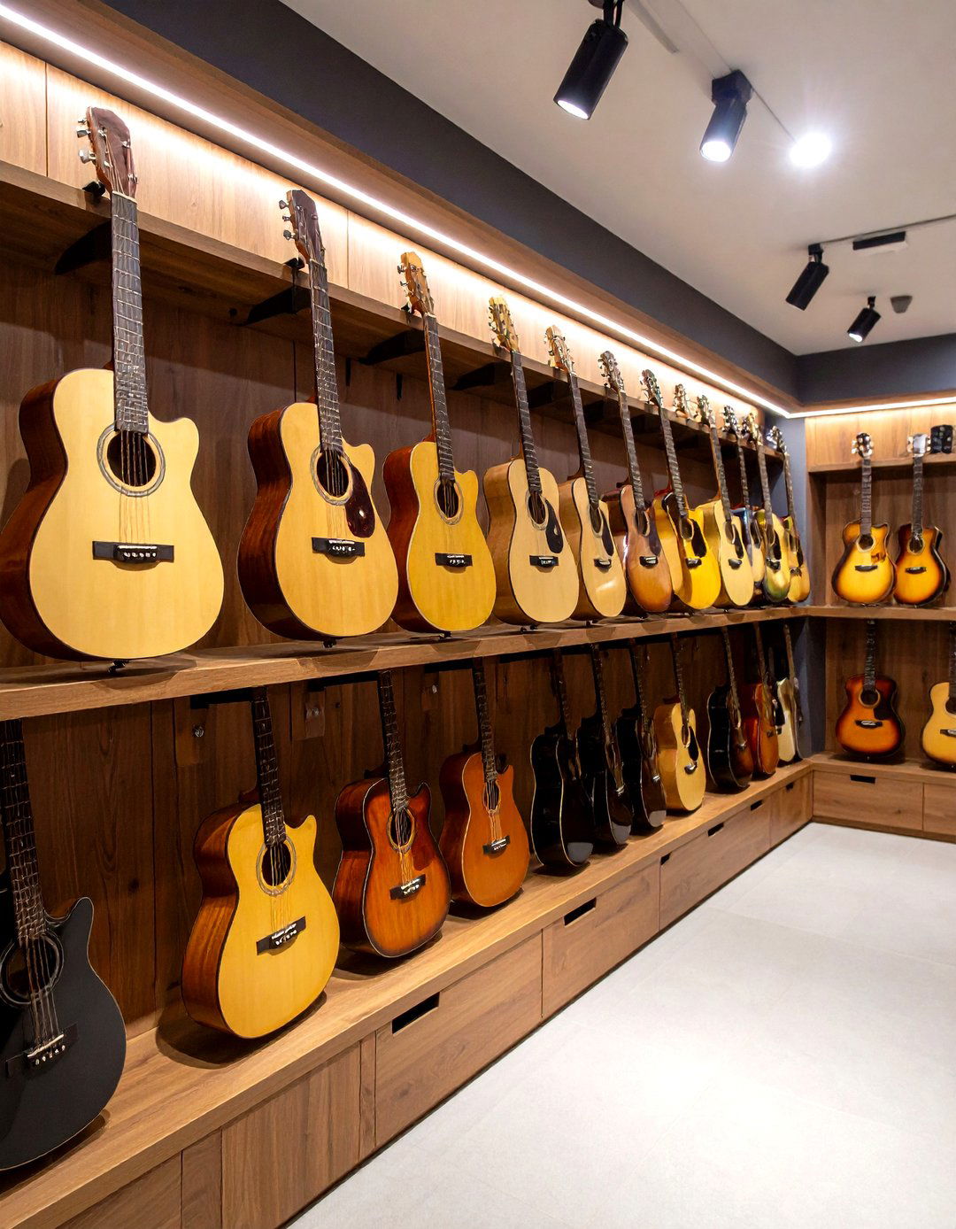 LED Lighting to Highlight Guitars - 20 Guitar Room Ideas
