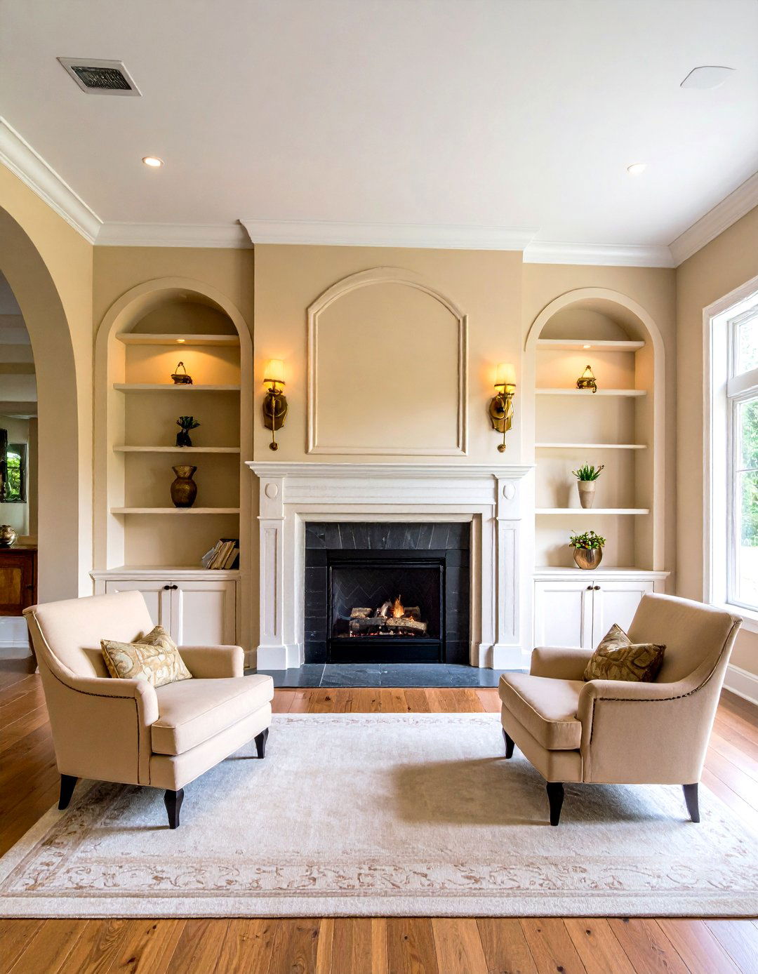 LED Lined Drywall Niches for a Modern Fireplace - 20 Fireplace Built-in Ideas