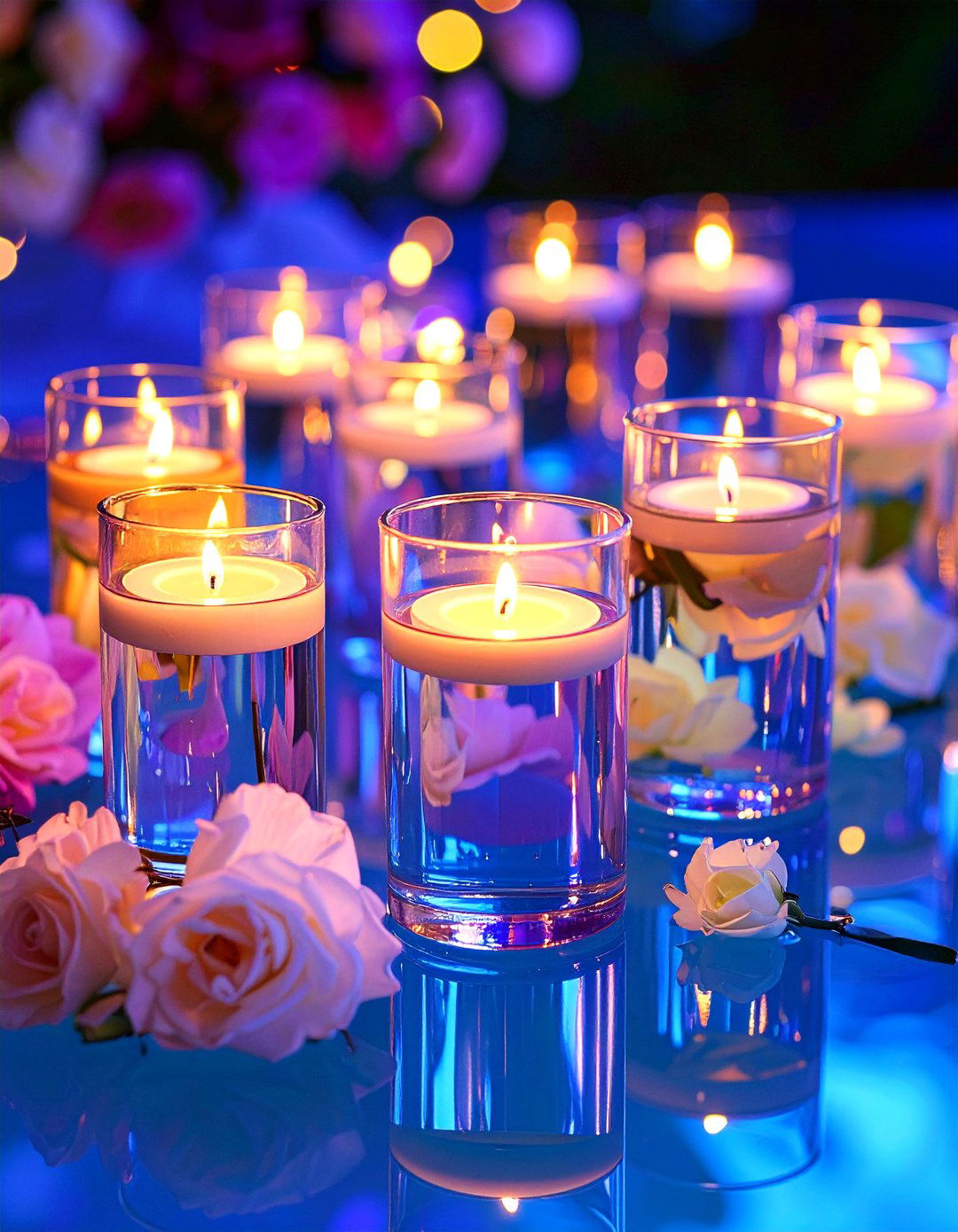 LED Lit Floating Candles for Twilight Glow - 20 Floating Wedding Centerpiece Ideas