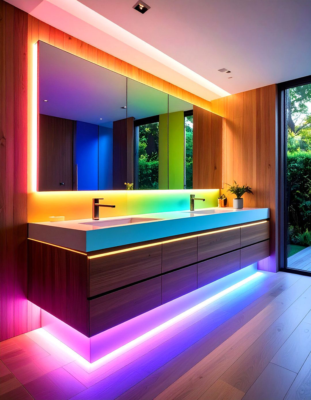 LED Lit Floating Vanity Sets a Subtle Glow - 20 Floating Vanity Bathroom Ideas