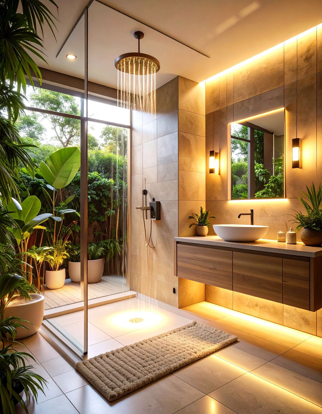 LED Lit Niche Doorless Walk In Shower - 20 Doorless Walk In Shower Ideas
