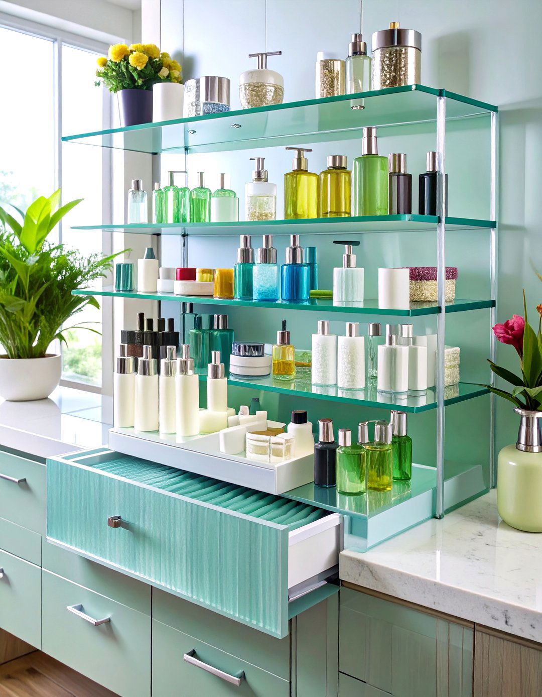 LED Medicine Cabinet Vanity Mirror Storage - 20 vanity organization ideas