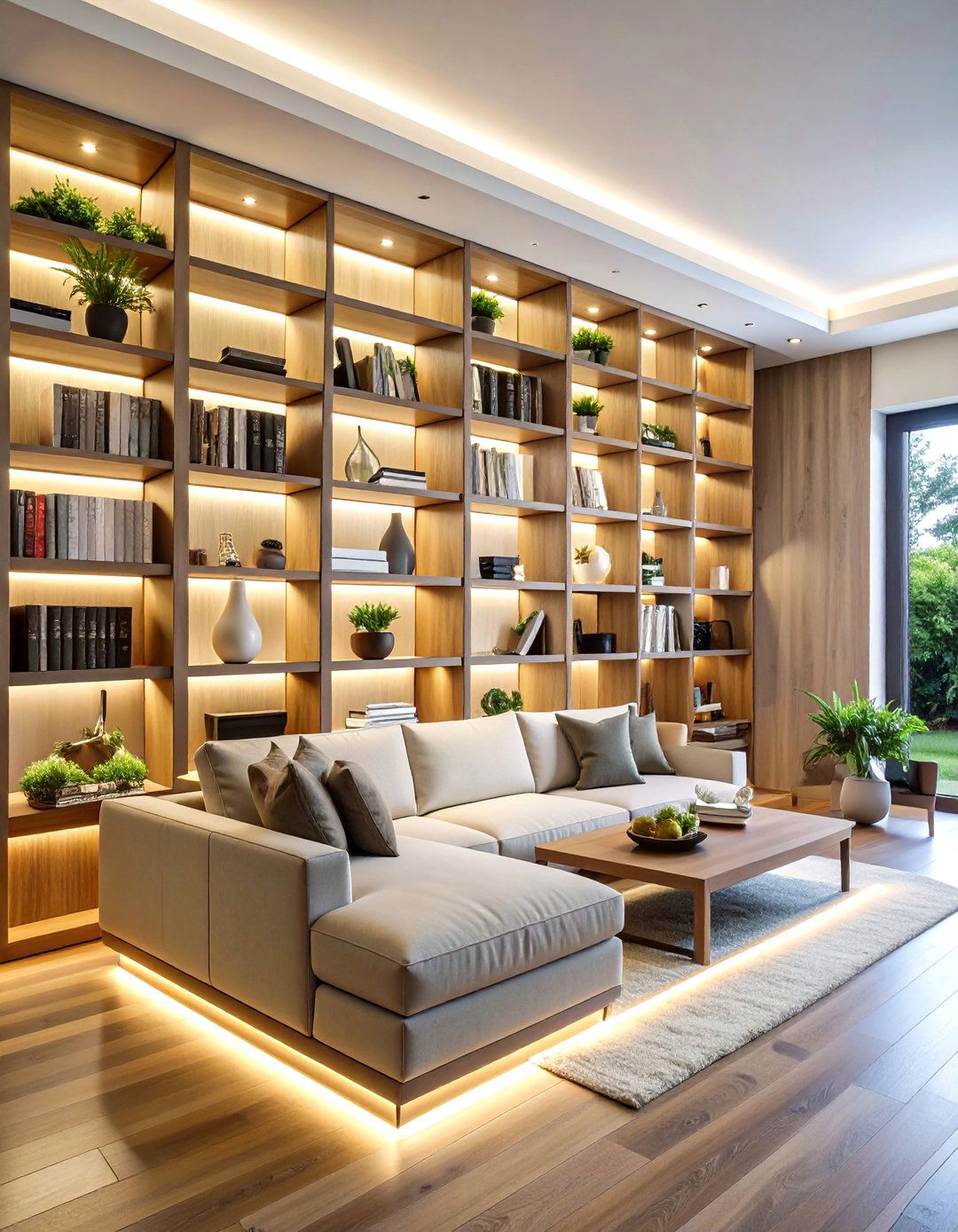 LED Strip Bookshelf Lighting - 20 Bookshelf Lighting Ideas