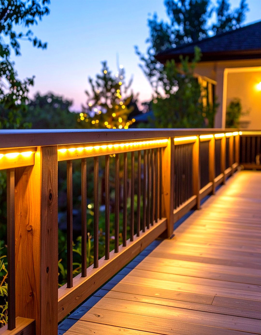 LED Strip Garden Lighting Under Railings - 20 Garden Lighting Ideas