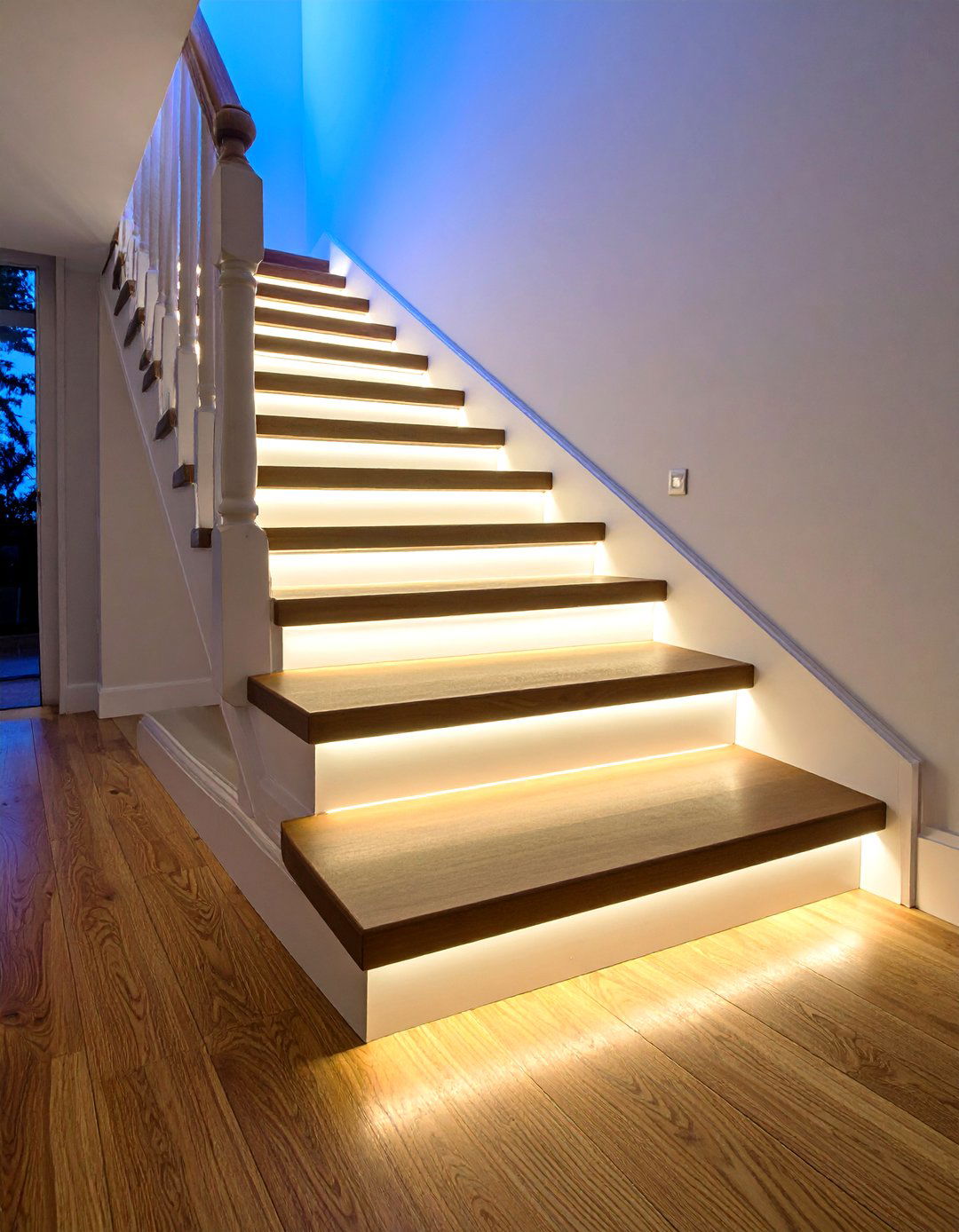 LED Strip Lit Front Steps - 20 Front Step Ideas