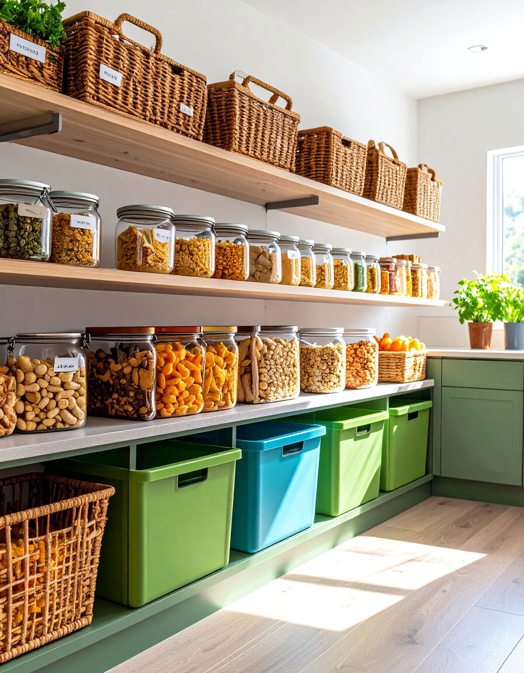 Labelled Baskets and Bins - 20 Snack Storage Ideas