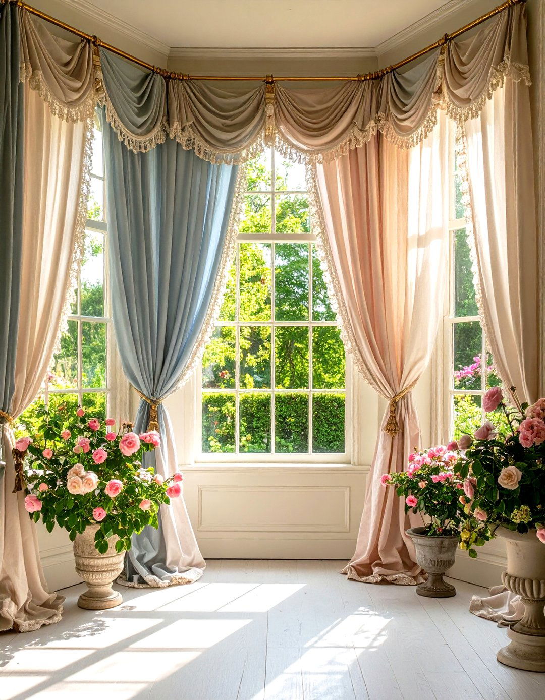 Lace Trimmed Sheer Curtains - 20 Victorian Sunroom Ideas
