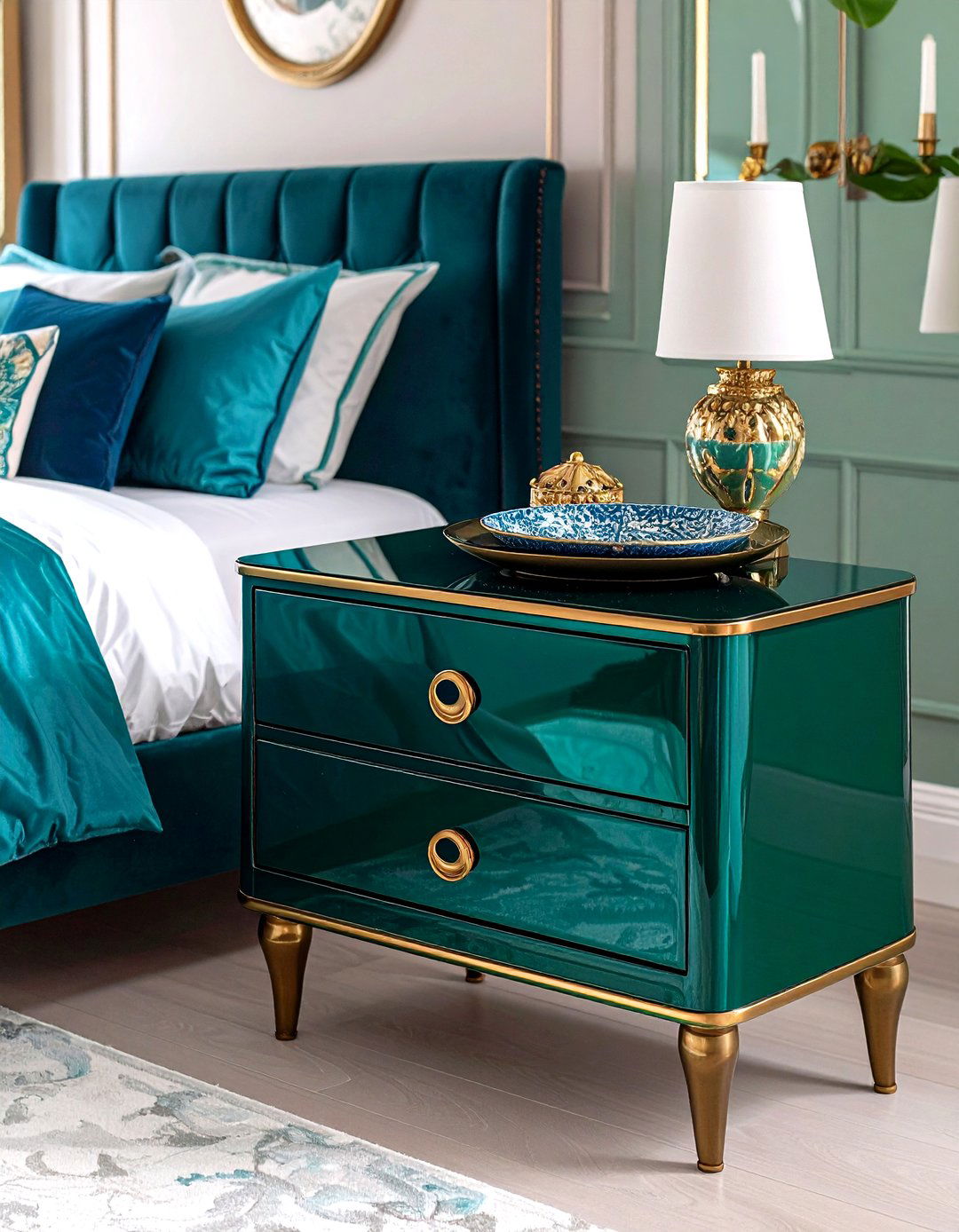 Lacquer Your Nightstand - 20 Grandmillennial Style Bedroom Ideas