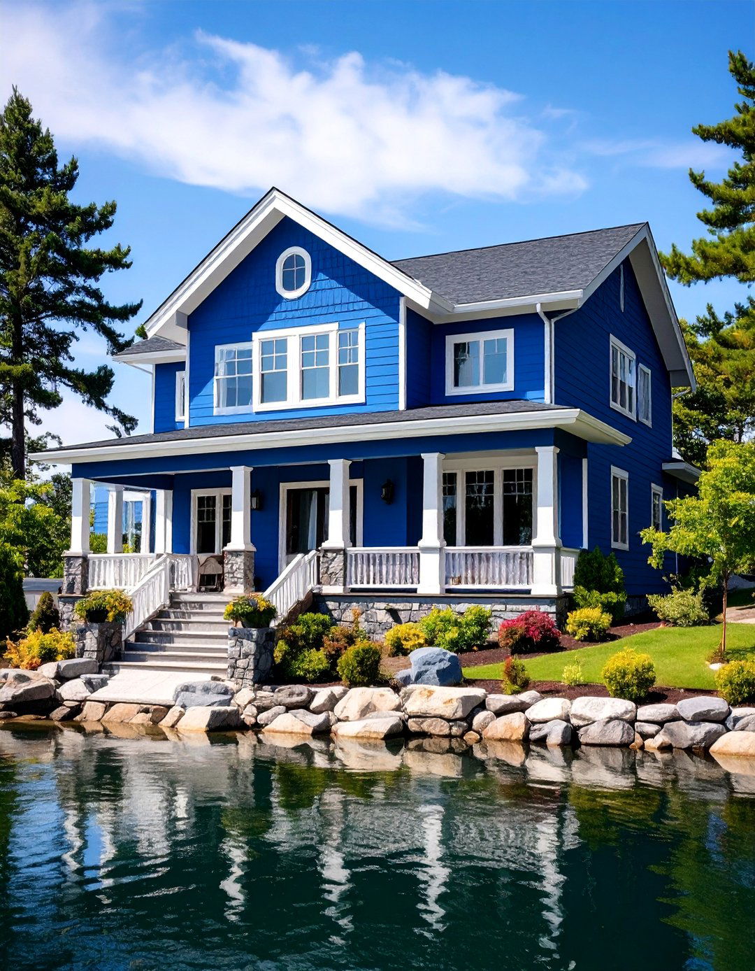 Lake House Exterior Colors Bold Newburyport Blue - 20 Lake House Exterior Colors Ideas