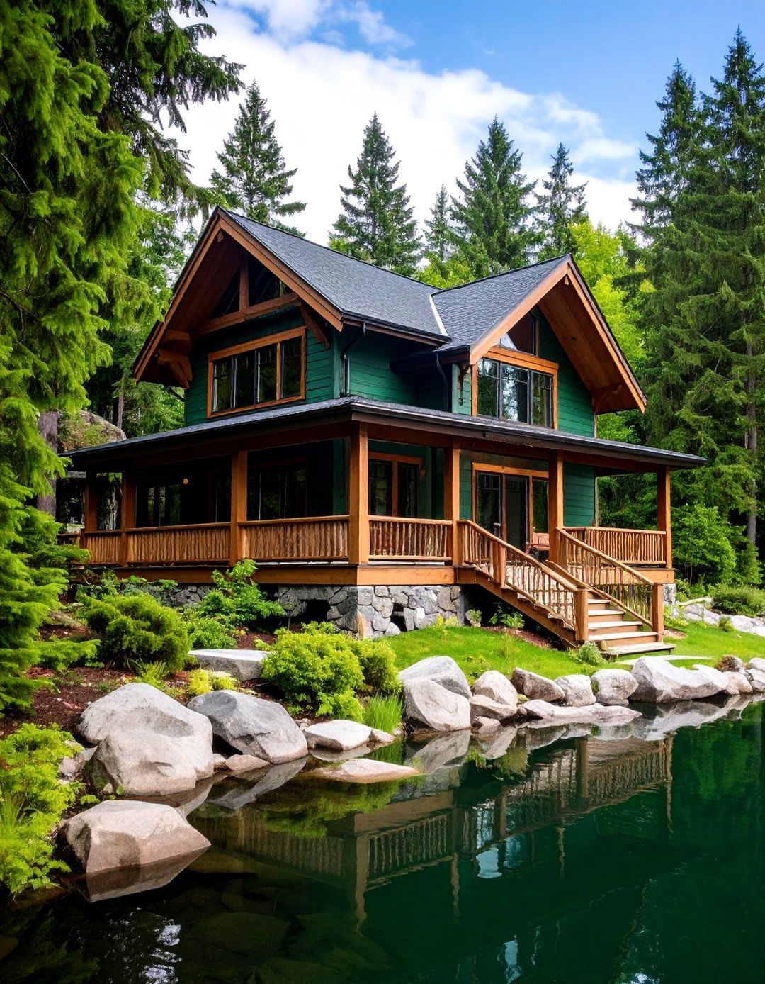 Lake House Exterior Colors Deep Forest Green Harmony - 20 Lake House Exterior Colors Ideas