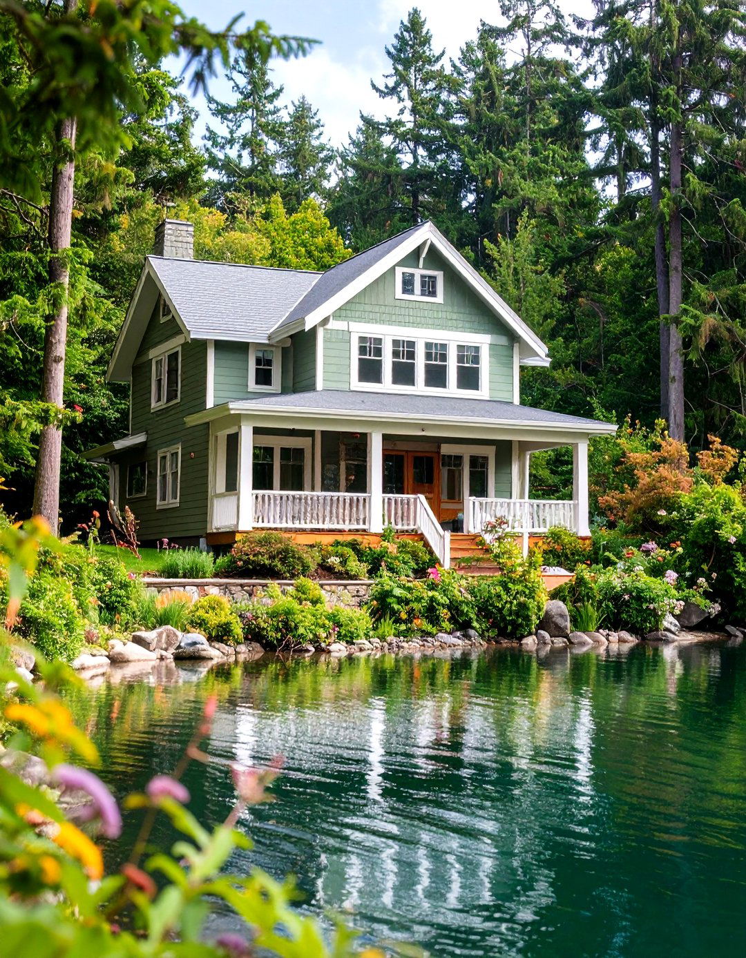 Lake House Exterior Colors Warm Sage Green Retreat - 20 Lake House Exterior Colors Ideas