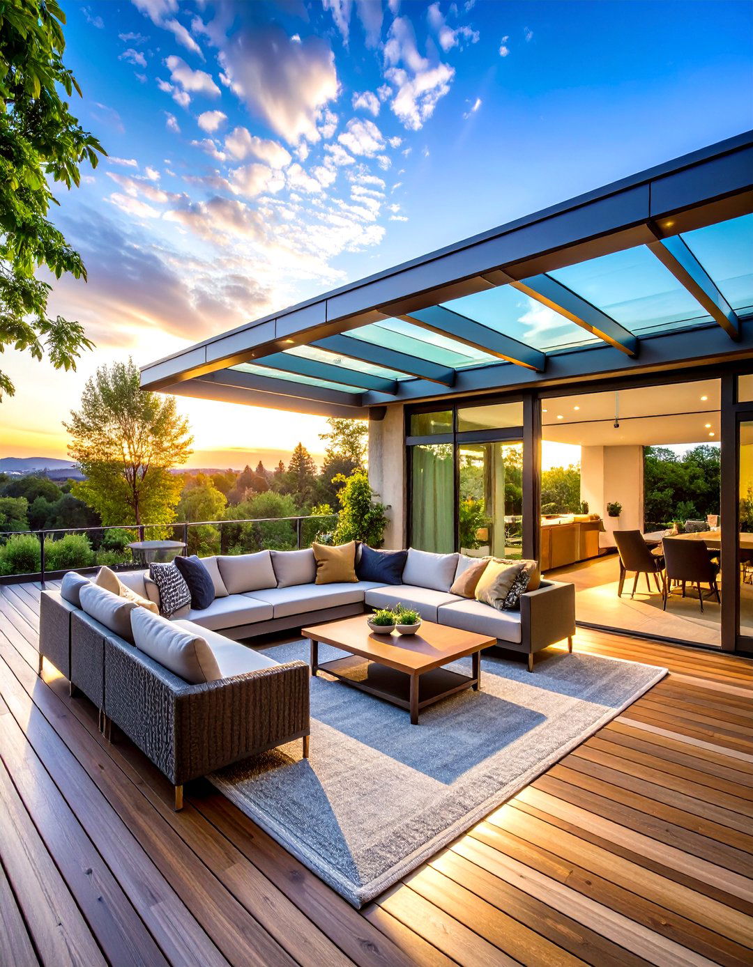 Laminated Glass Deck Roof for Sky Views - 20 Deck Roof Ideas