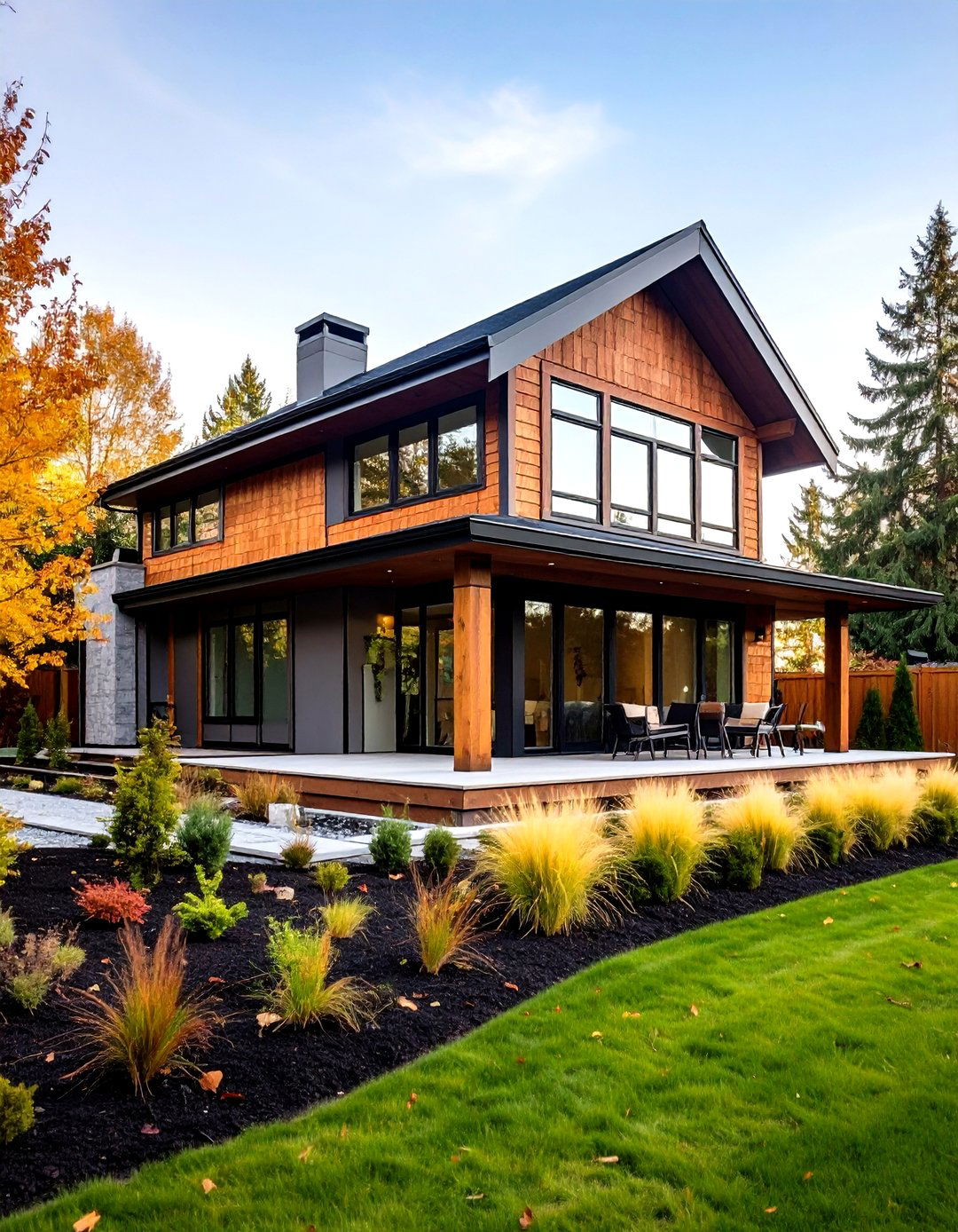 Landscape Echo Evergreen Walls Framed by Ebony Edgers - 20 Green House Exterior With Black Trim