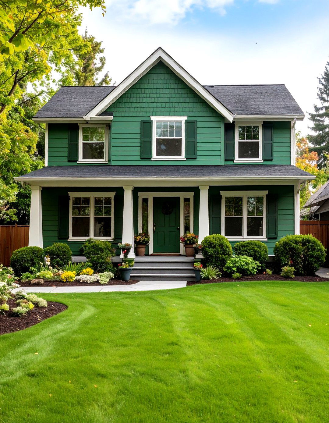 Landscape Echoed Green Layers - 20 Green Exterior House Paint Ideas