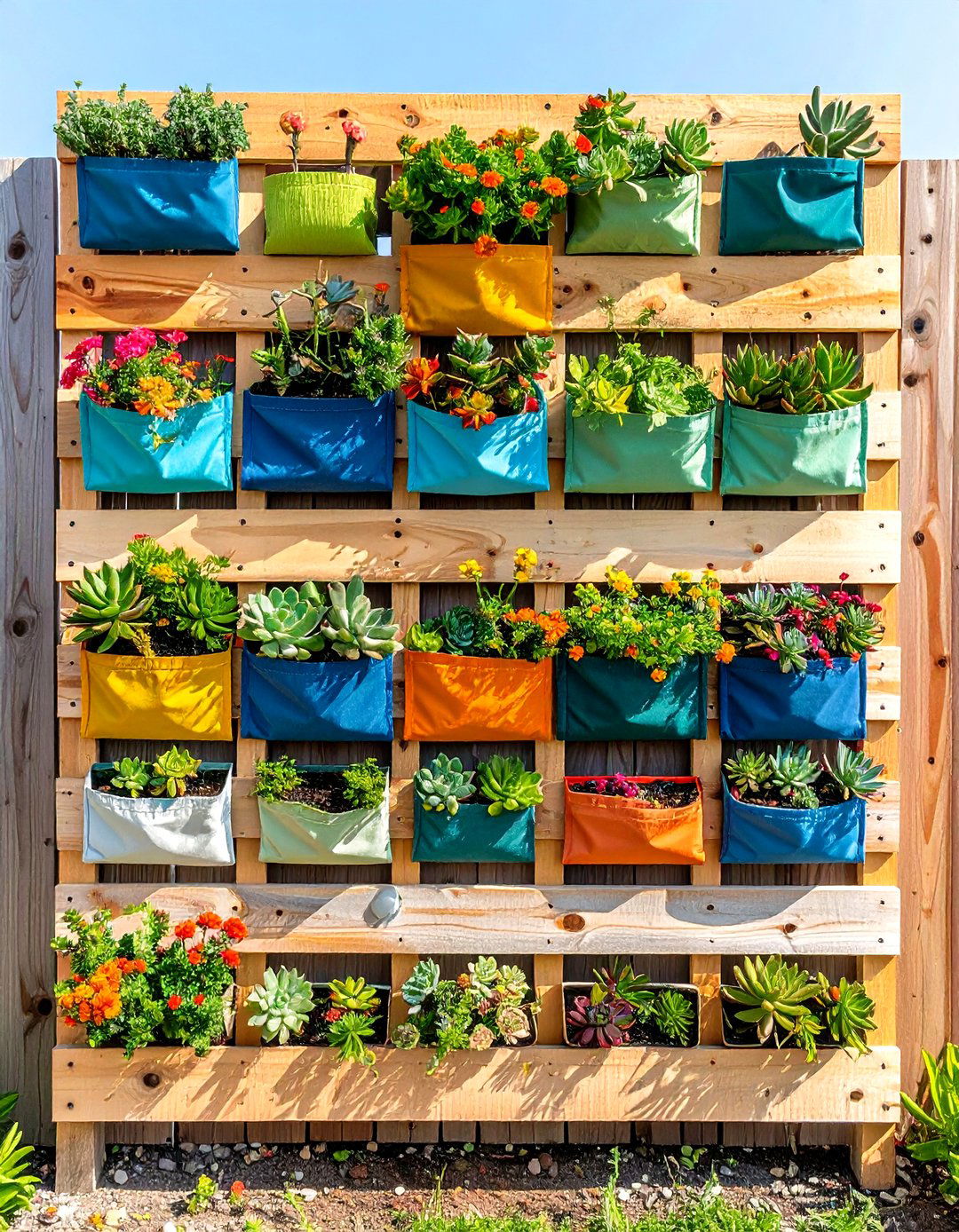 Landscape Fabric Succulent Frame - 20 Vertical Pallet Garden Ideas