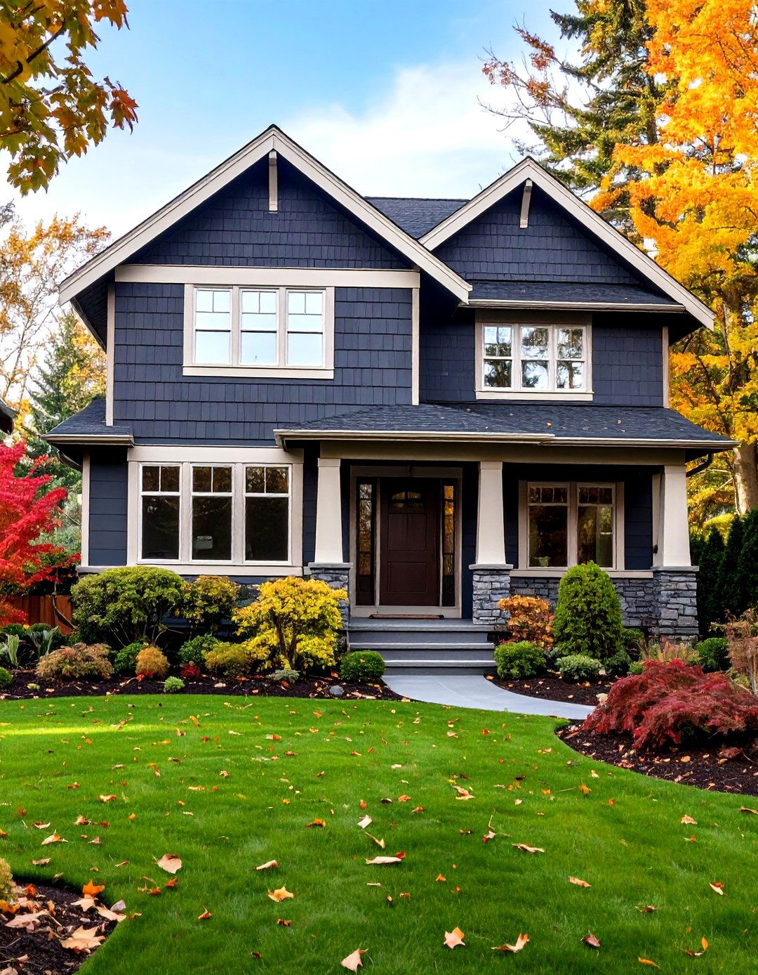 Landscape Layering to Soften Charcoal Facades - 20 Dark Grey House Exterior Ideas