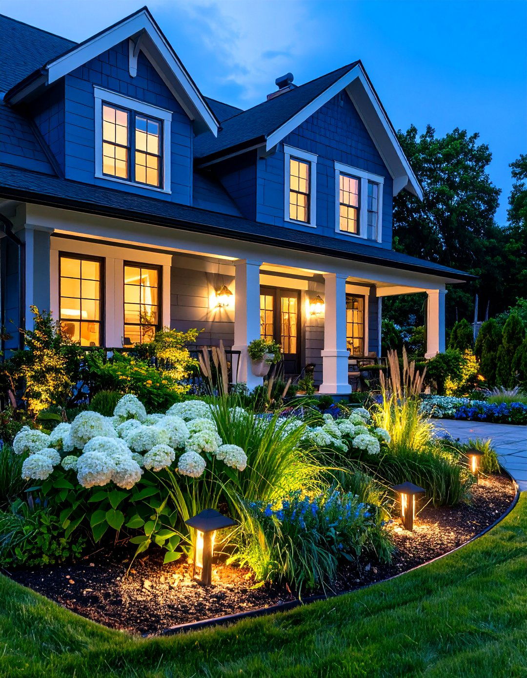 Landscape SynergyGreen and Blue - 20 Dark Blue House With Black Trim