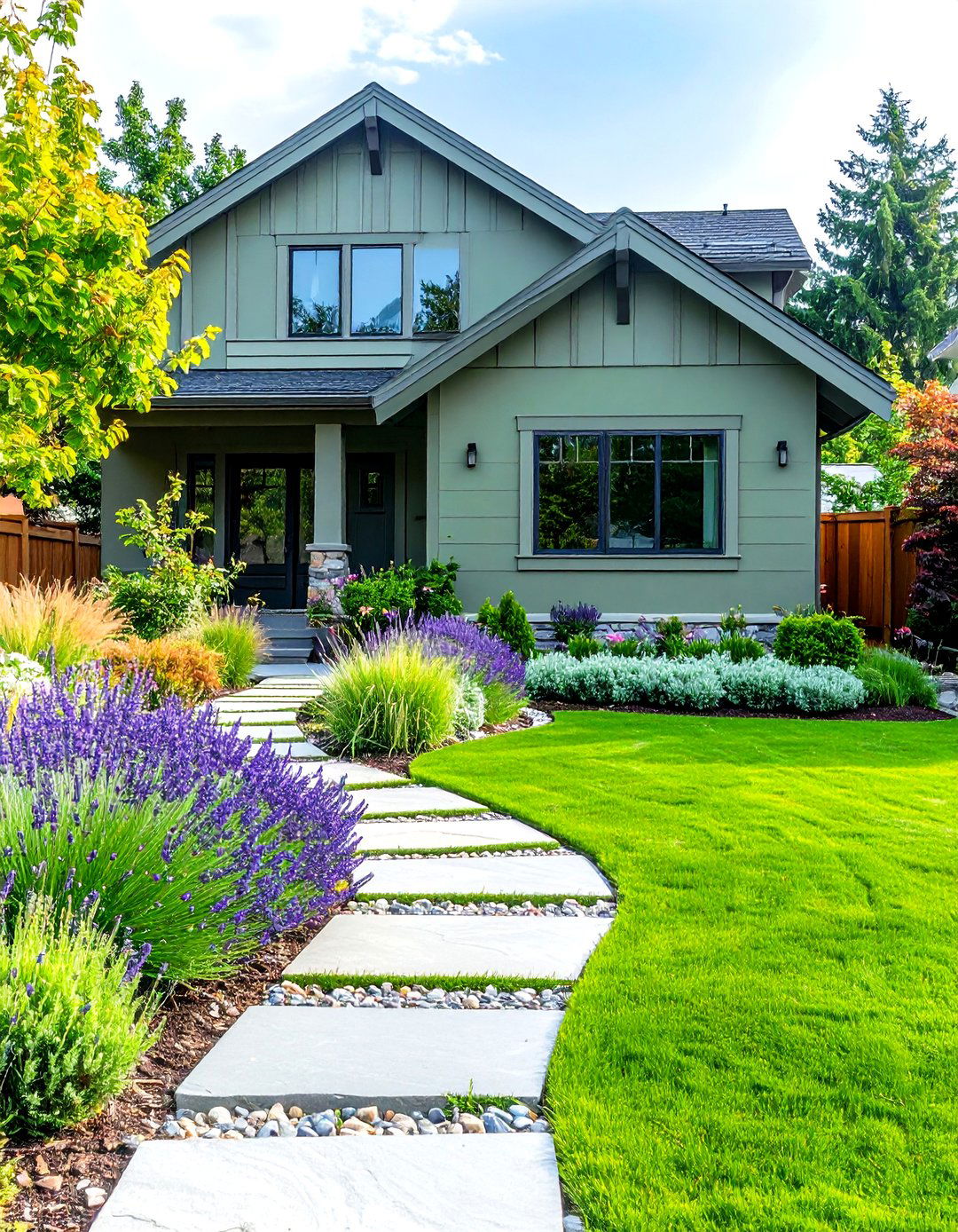 Landscaping to Complement Sage Green - 20 Sage Green House Exterior Ideas